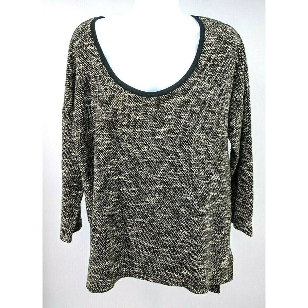 Soft Surroundings Size 2X Black Cream Boulce Top Exposed Zipper